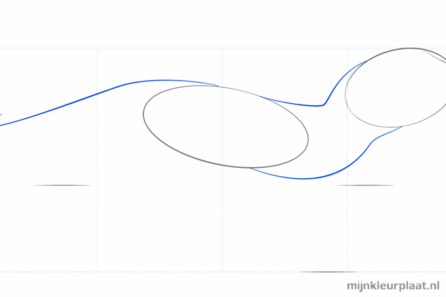 Les formes de base reliées par un cou et une longue ligne de guidage pour la queue.