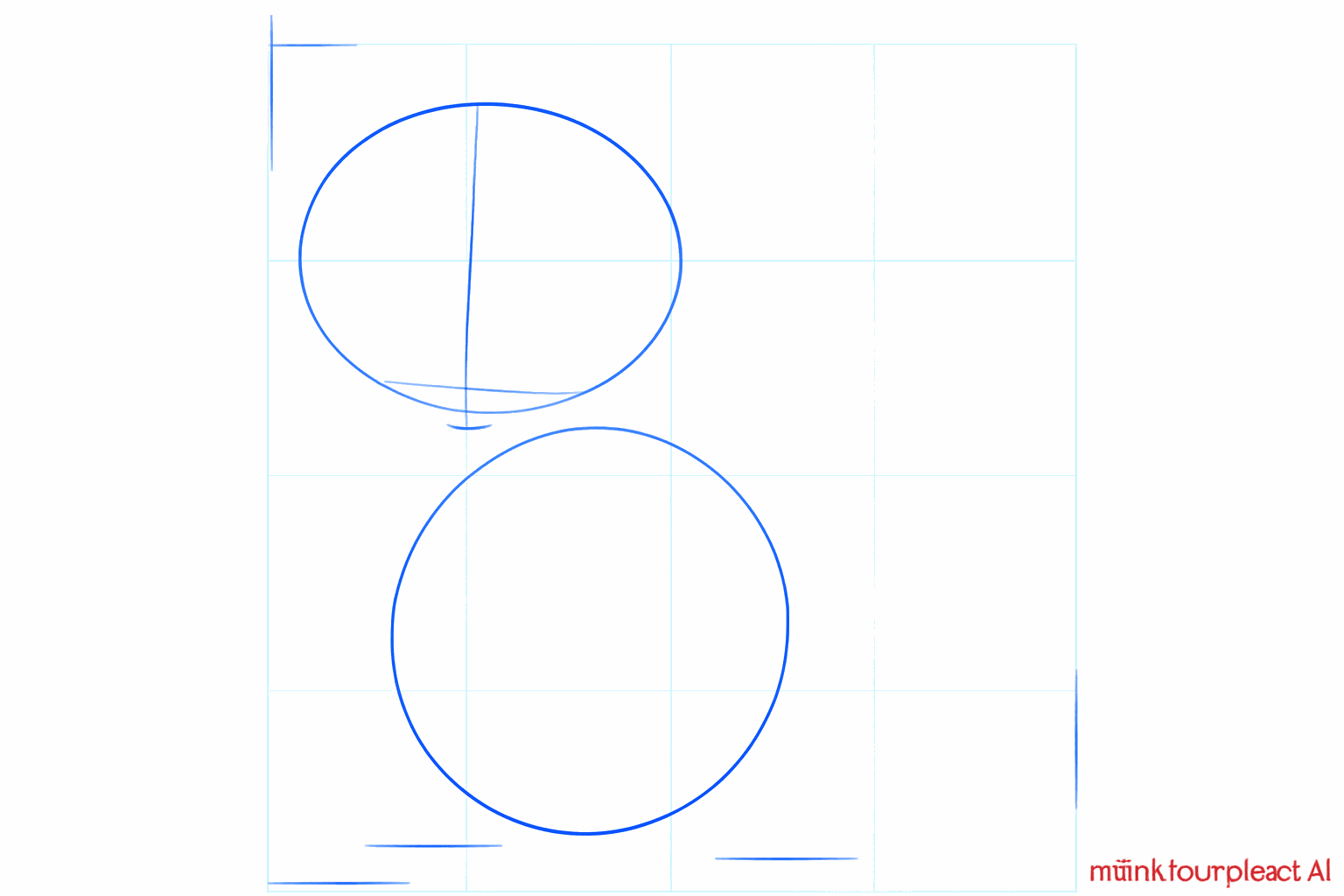 Deux ovales l'un au-dessus de l'autre comme base pour le corps et la tête d'un chaton.