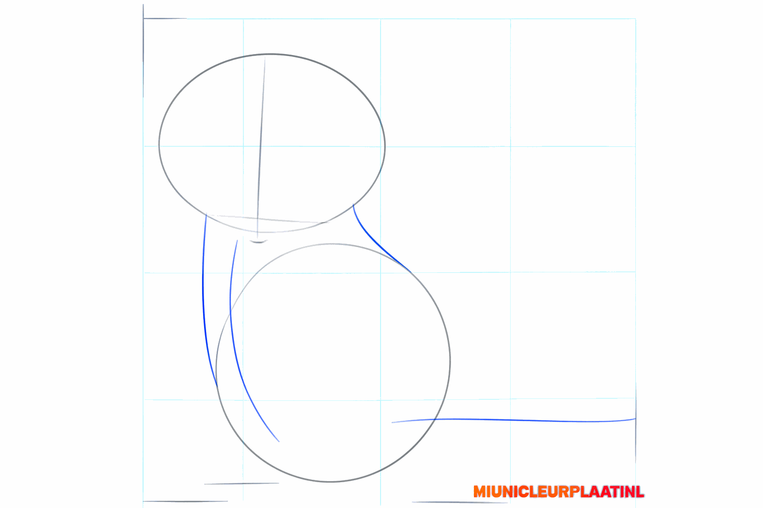 Lignes reliant la tête et le corps avec une ligne courbe pour la queue.
