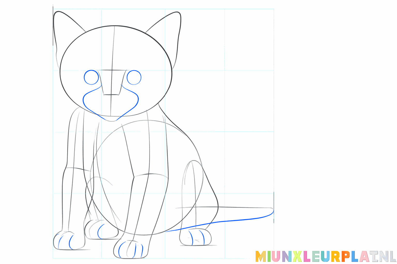 Lignes plus épaisses pour les pattes et une queue fournie pour le chaton.