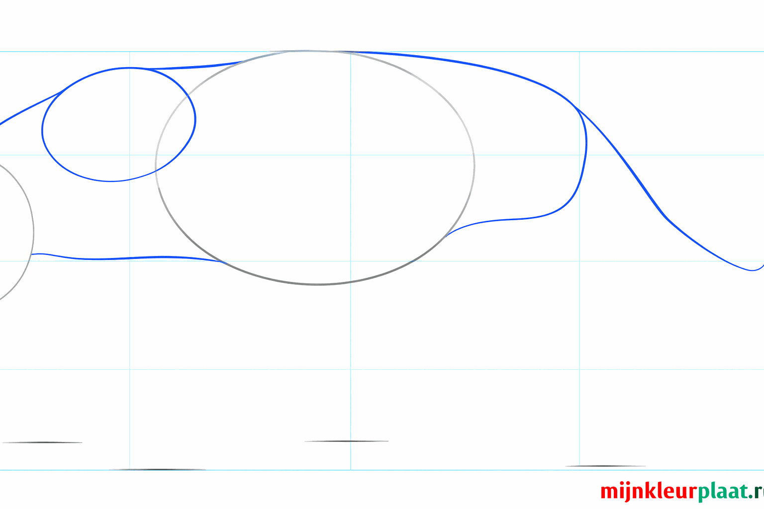 Connect the shapes with lines for the neck and draw a long tail line.