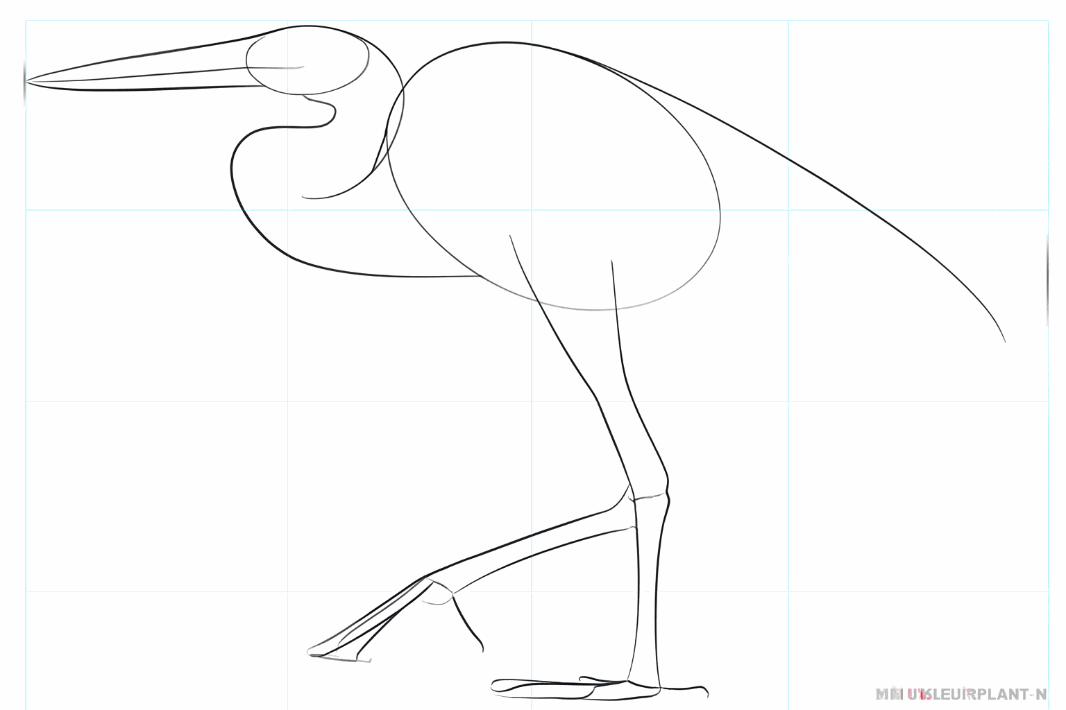 The neck and legs of the heron get more shape and thickness.