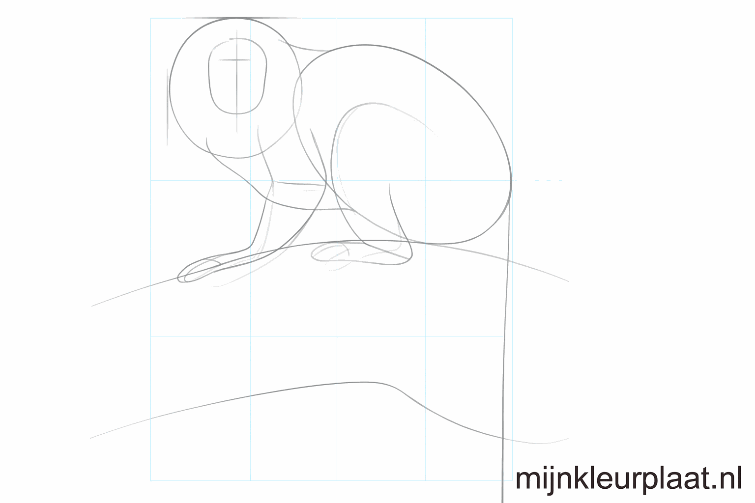 Esquisse des pattes épaisses et de la base du visage.