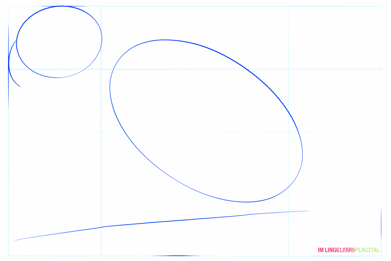 Basic shapes of a parrot: a circle and a large oval.