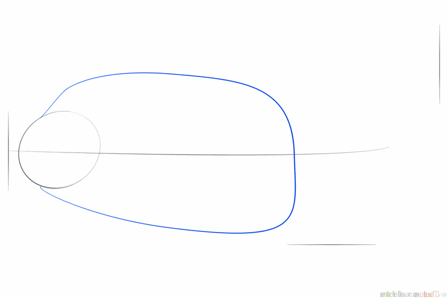 Step 2: Draw a large arc for the body of the fish.