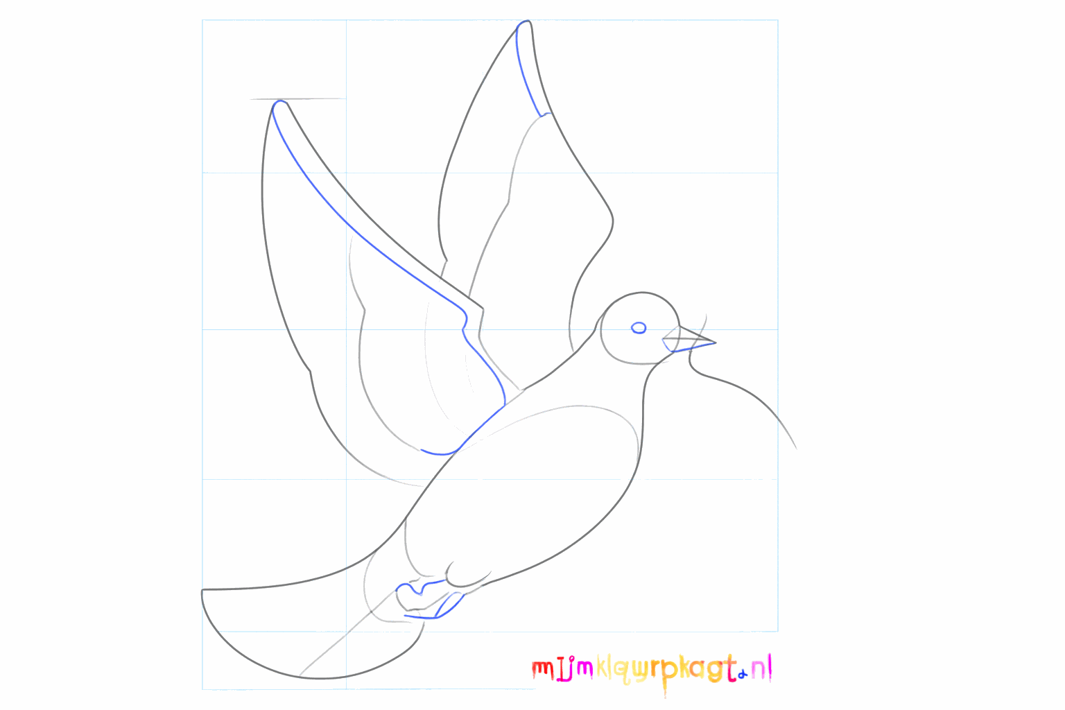 A beak on the head and a long line for the branch.