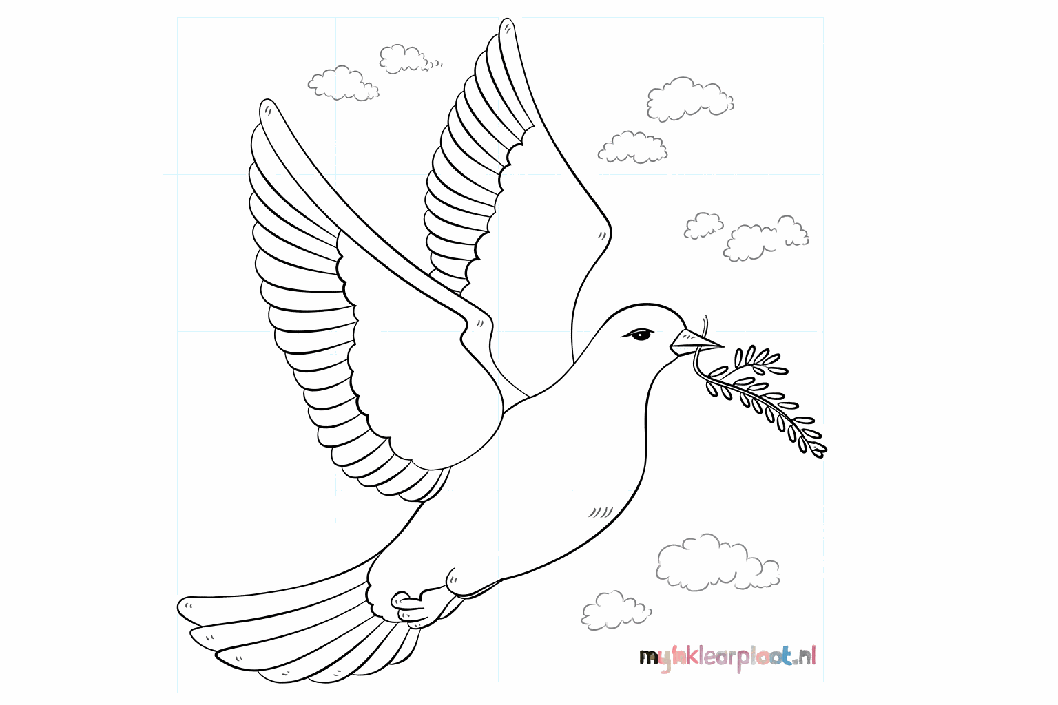 Drawing a peace dove with an olive branch
