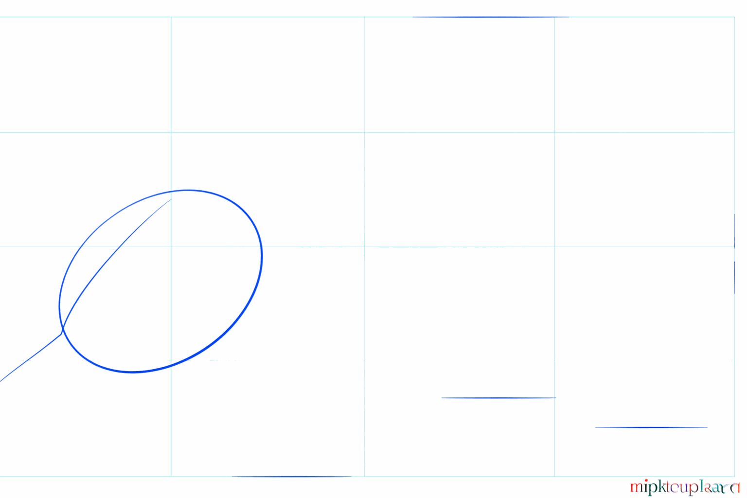 Un petit ovale avec des lignes de guidage pour la tête de l'échidné.