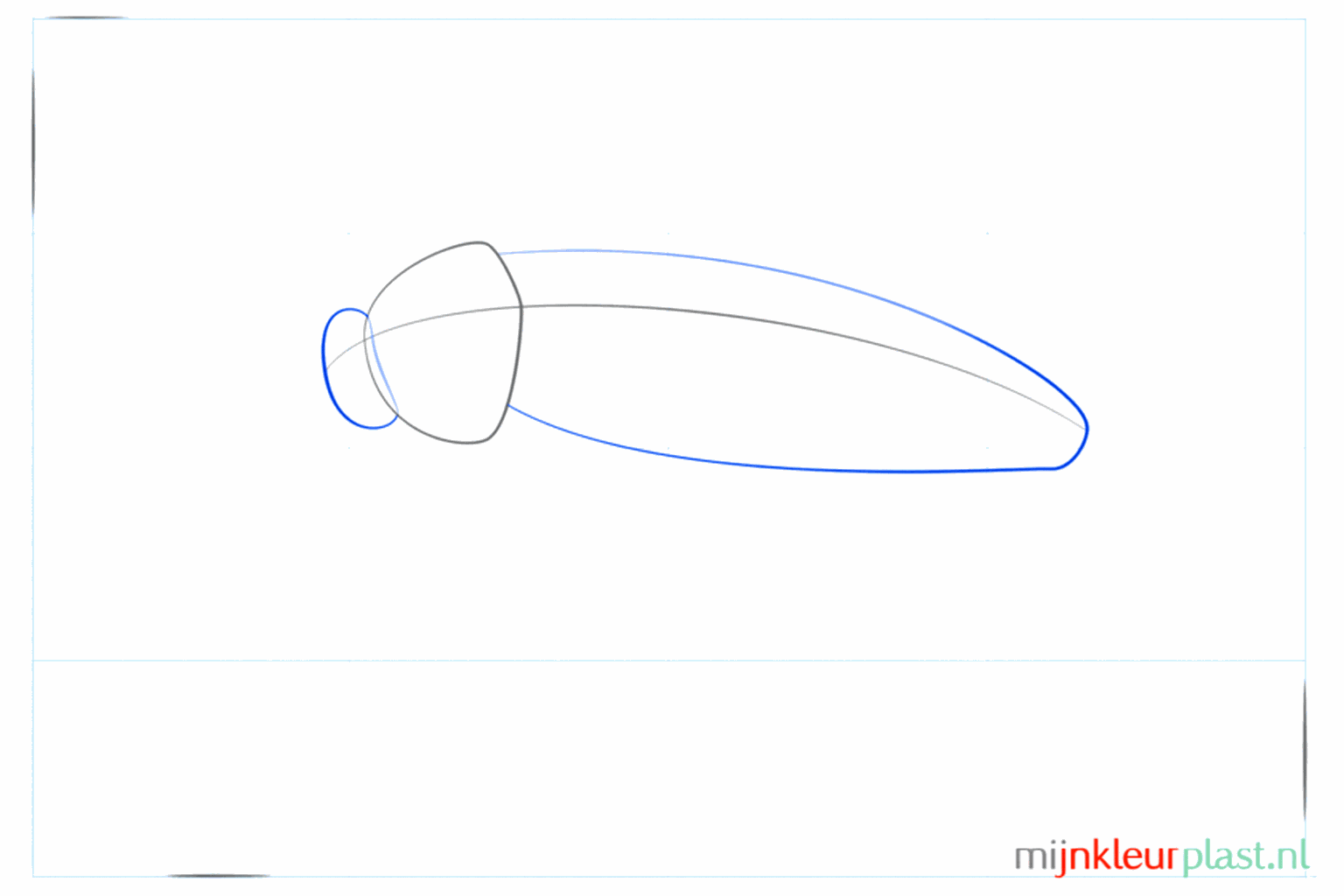 Esquisse de la tête et du thorax au-dessus du grand corps.