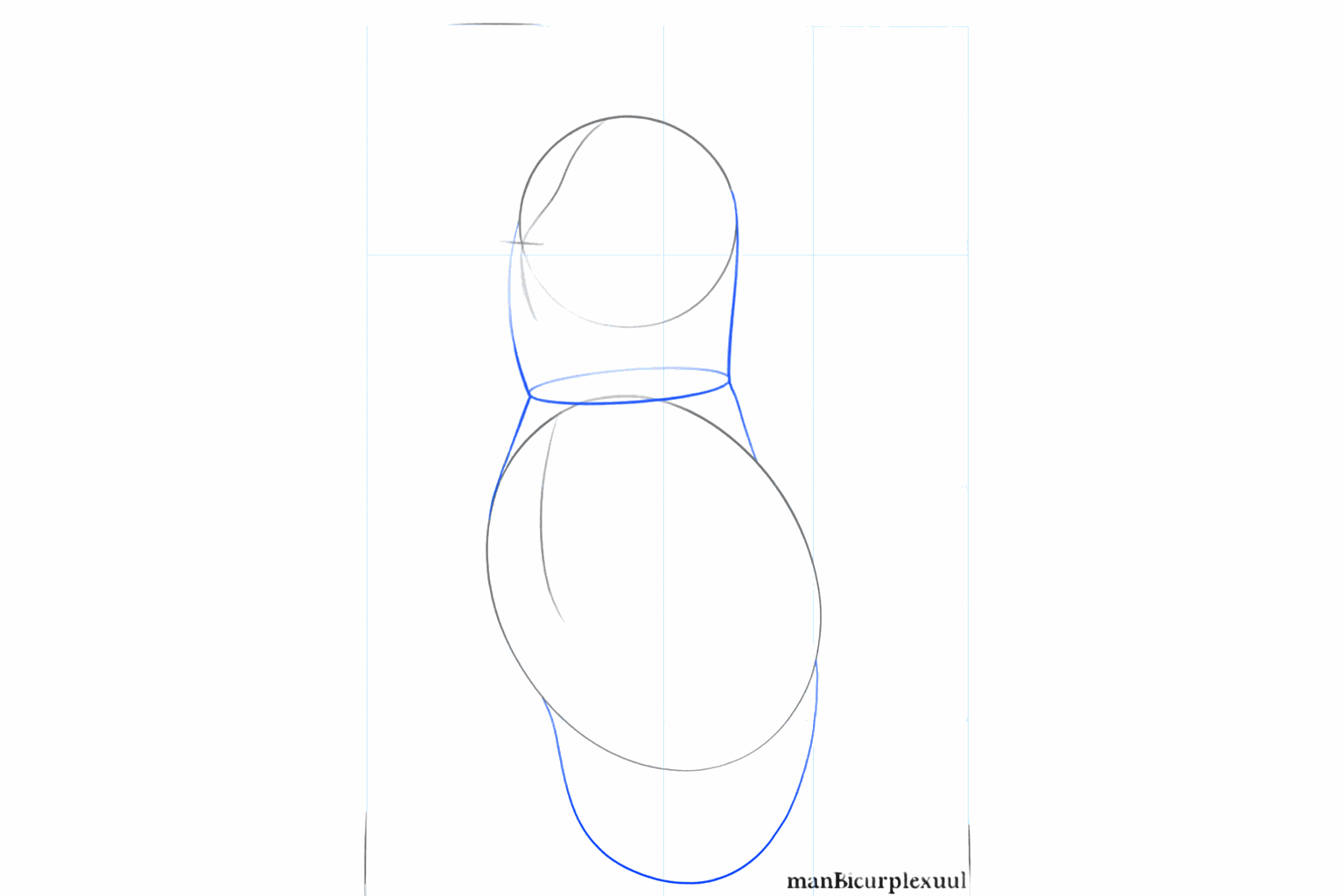 Lignes reliant les deux ovales pour former le cou du Corgi.