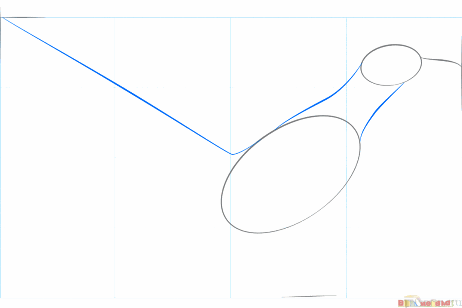 The neck lines and a long stroke for the beak are added.