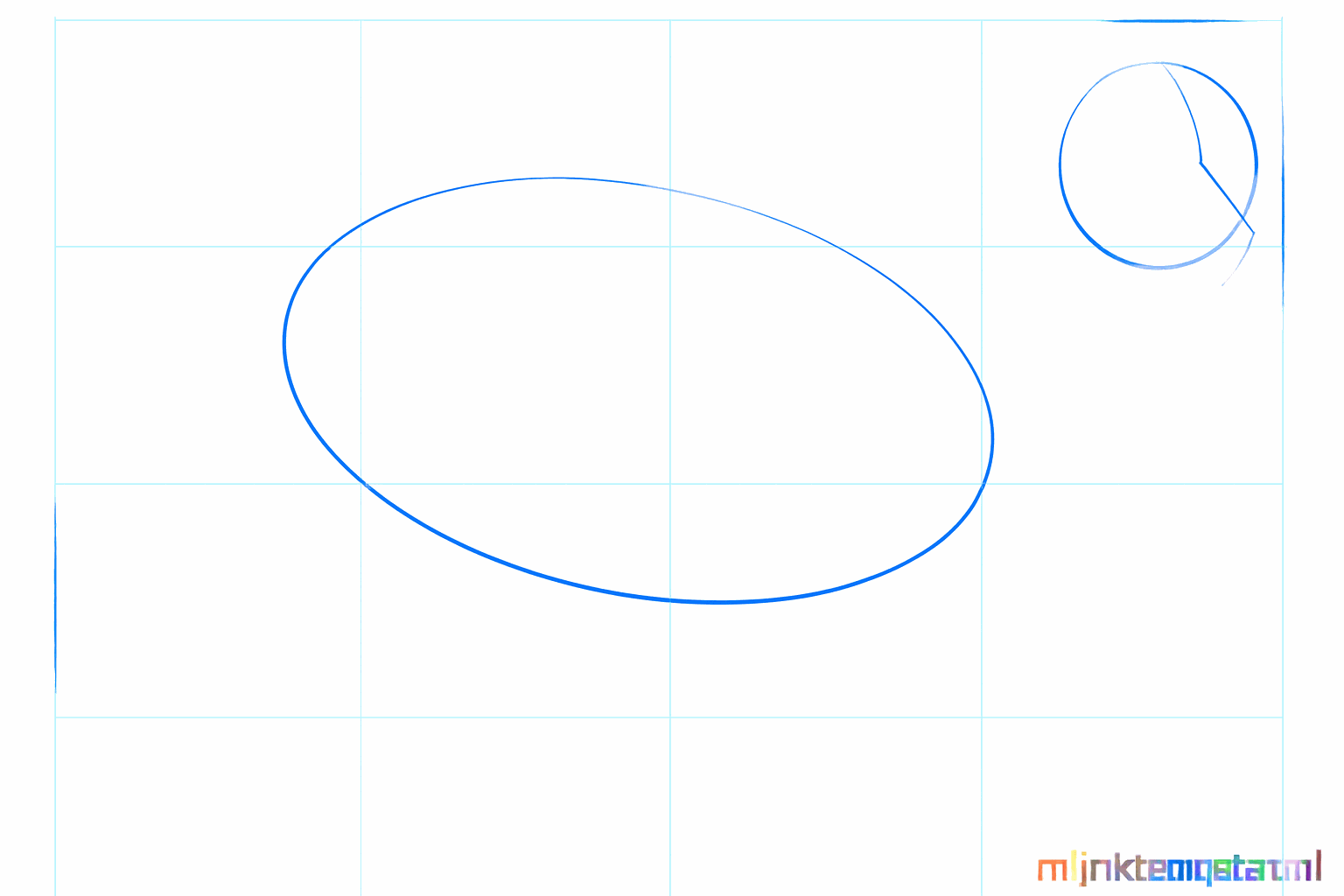 Draw a large oval for the body and a small circle for the head of the wolf.