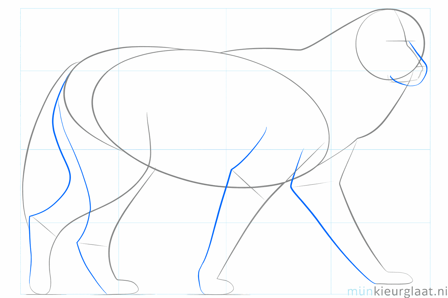 Draw thicker shapes for the legs and a rectangular snout on the head.