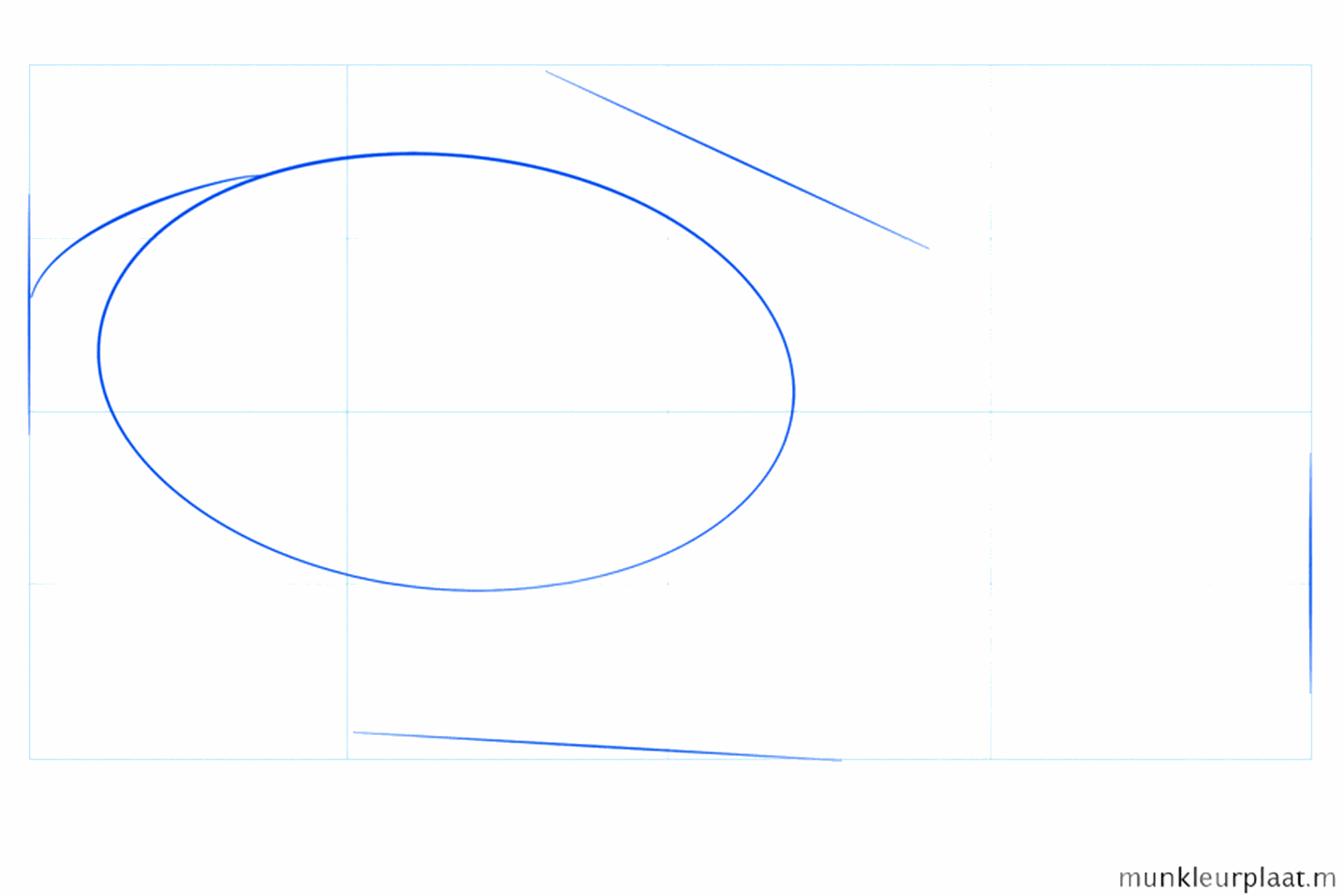 A large oval with a curved line for the head of the fish.