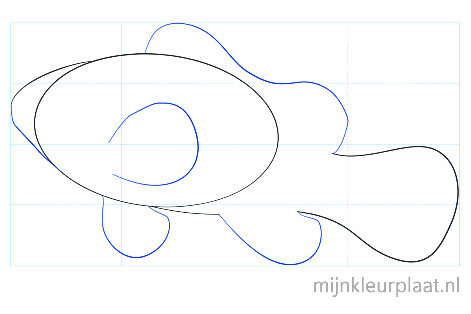 Shapes of the fins and the tail are added to the body.