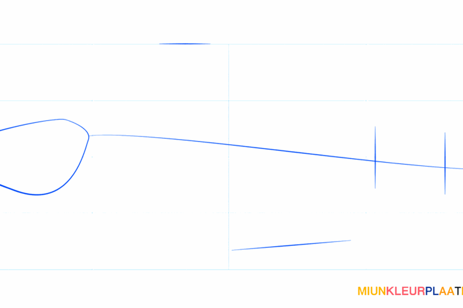Basic shapes of a catfish with an oval and a long curved line.