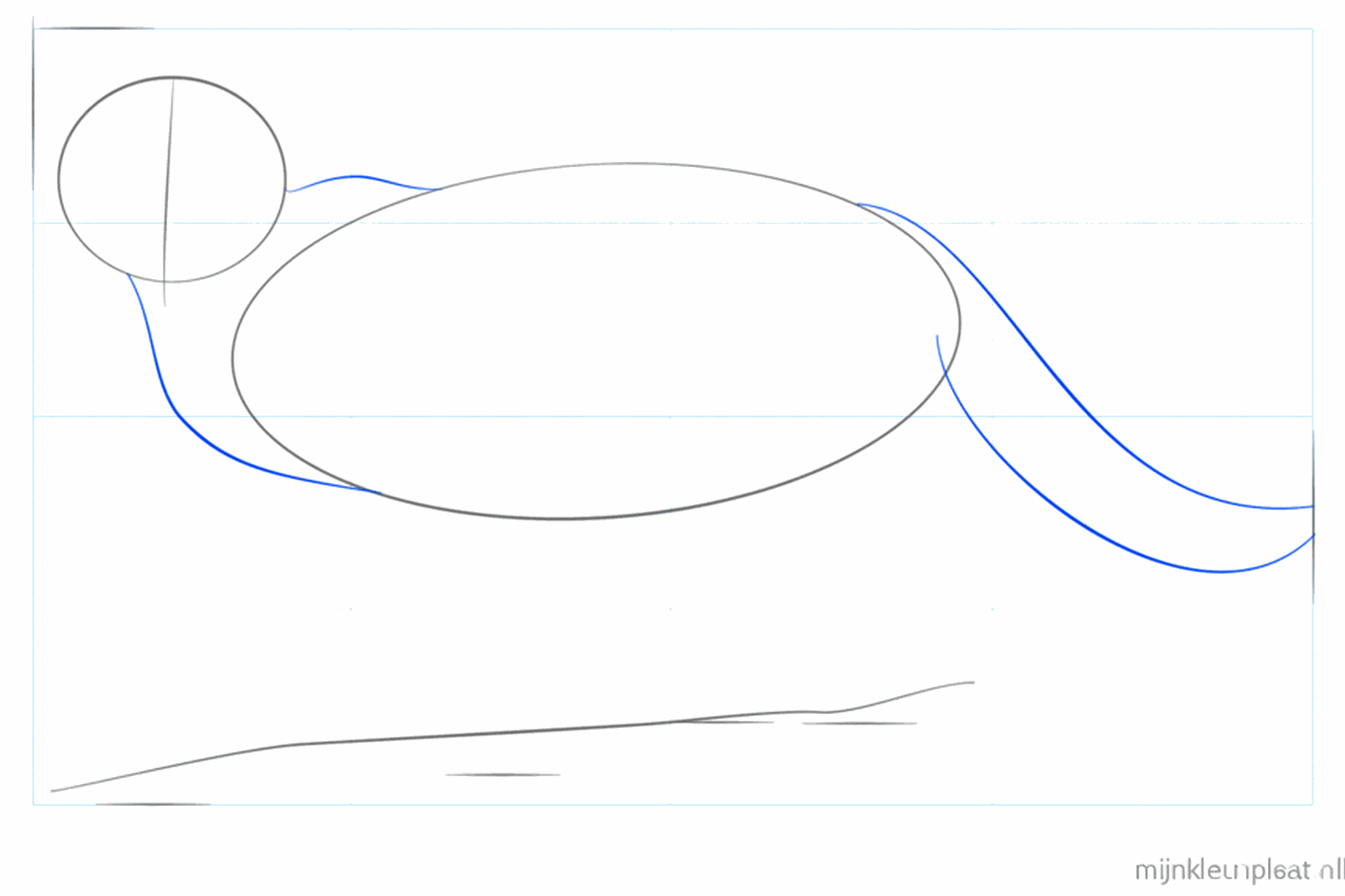 Esquisse du cou et d'une longue queue courbée du bébé puma.