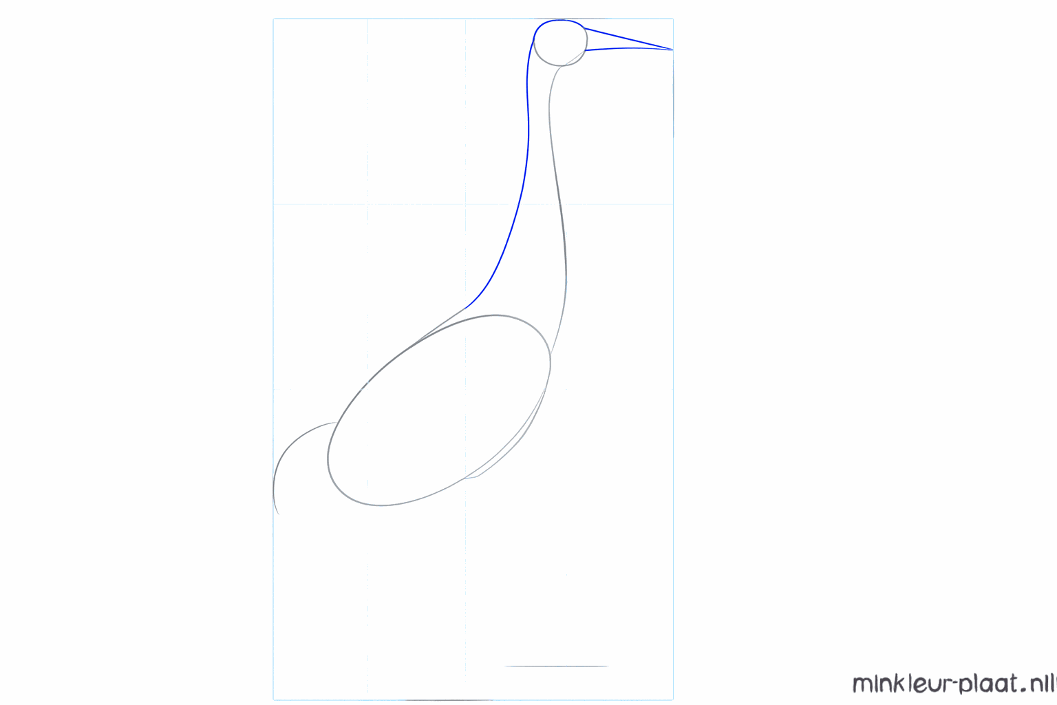 Two lines connecting the head and the body of the bird.