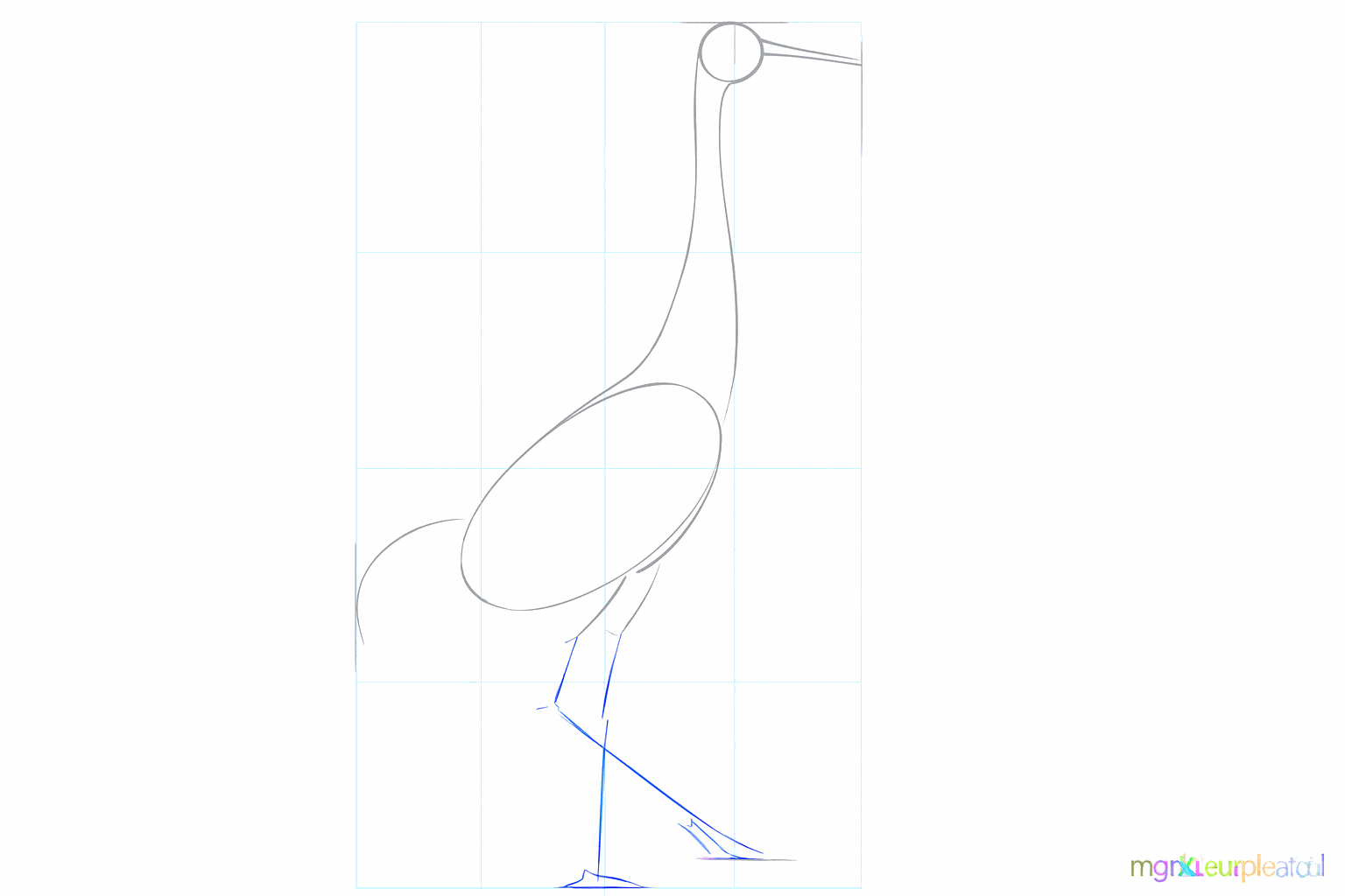 A line for the beak and a short line at the back for the tail.