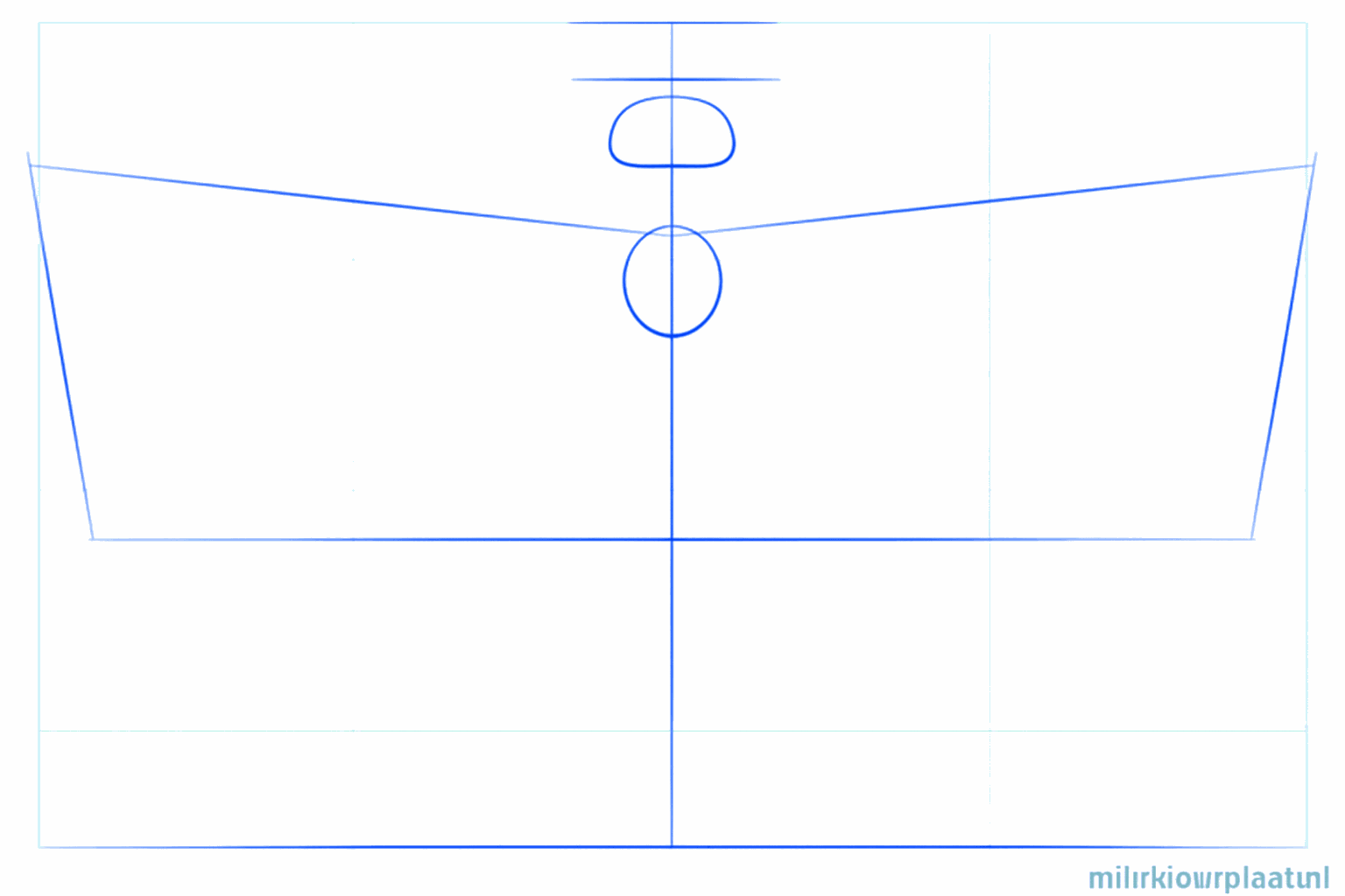 Basic shapes of a dragonfly: a small circle and a larger oval as guide lines.
