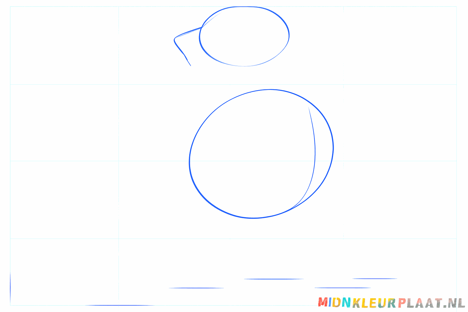 Basic shapes of a Dalmatian: a small circle and a large oval.