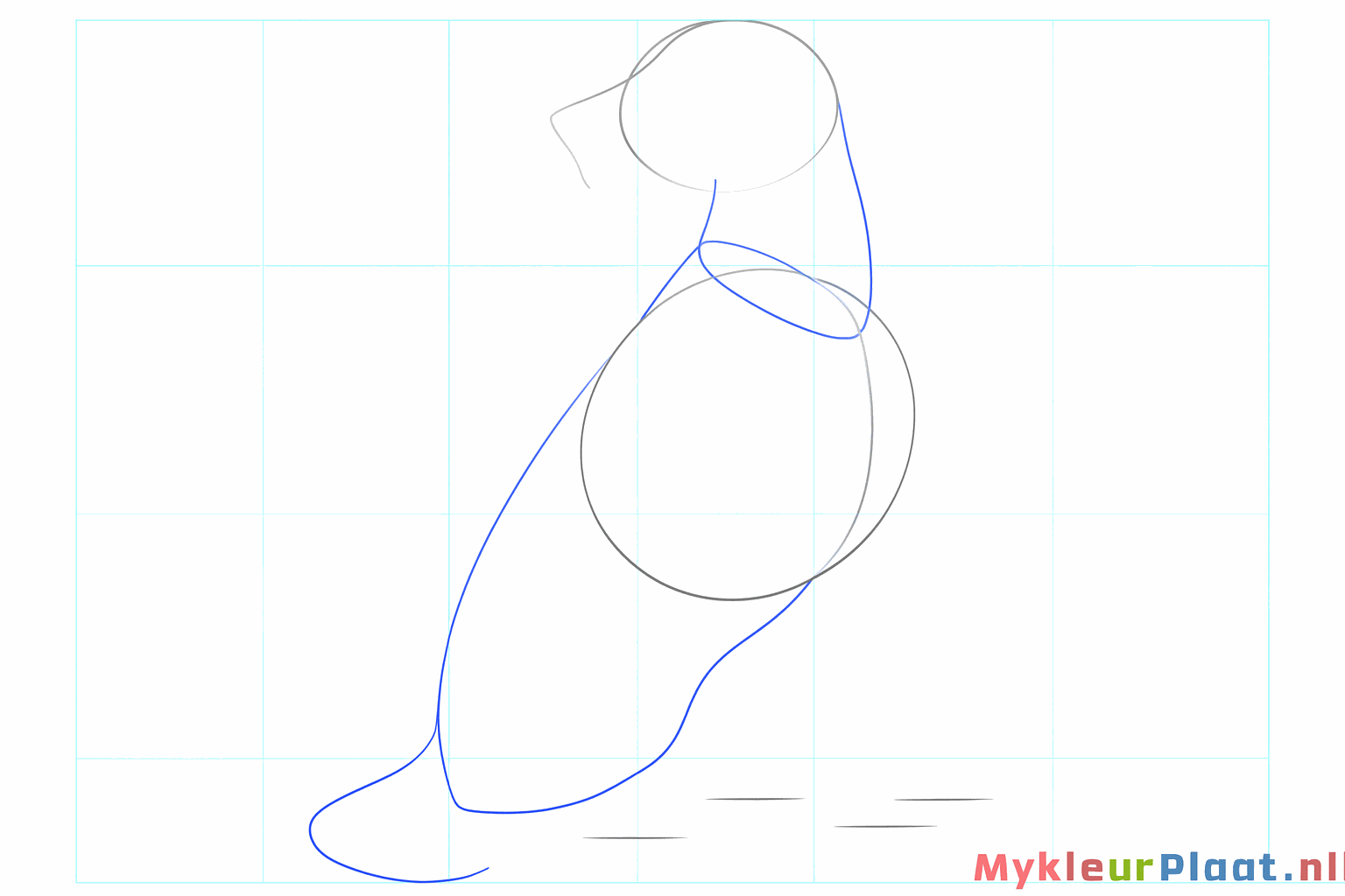 Lines connecting the head and the body with a tail line.