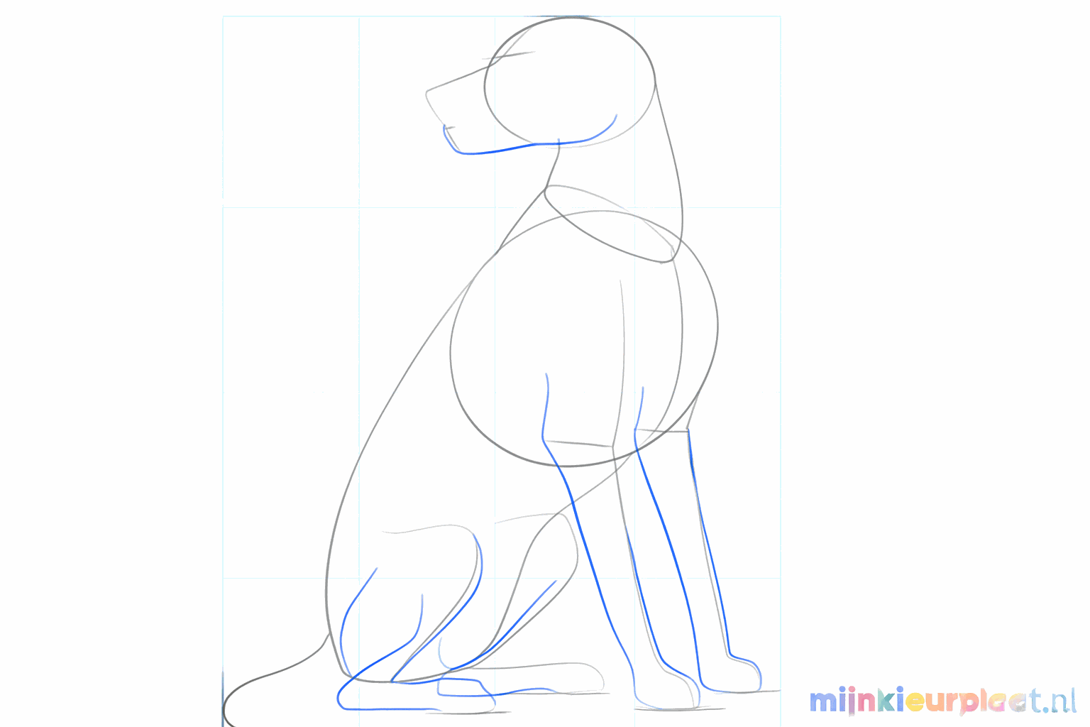 Creating thicker shapes for the front and back legs of the Dalmatian.