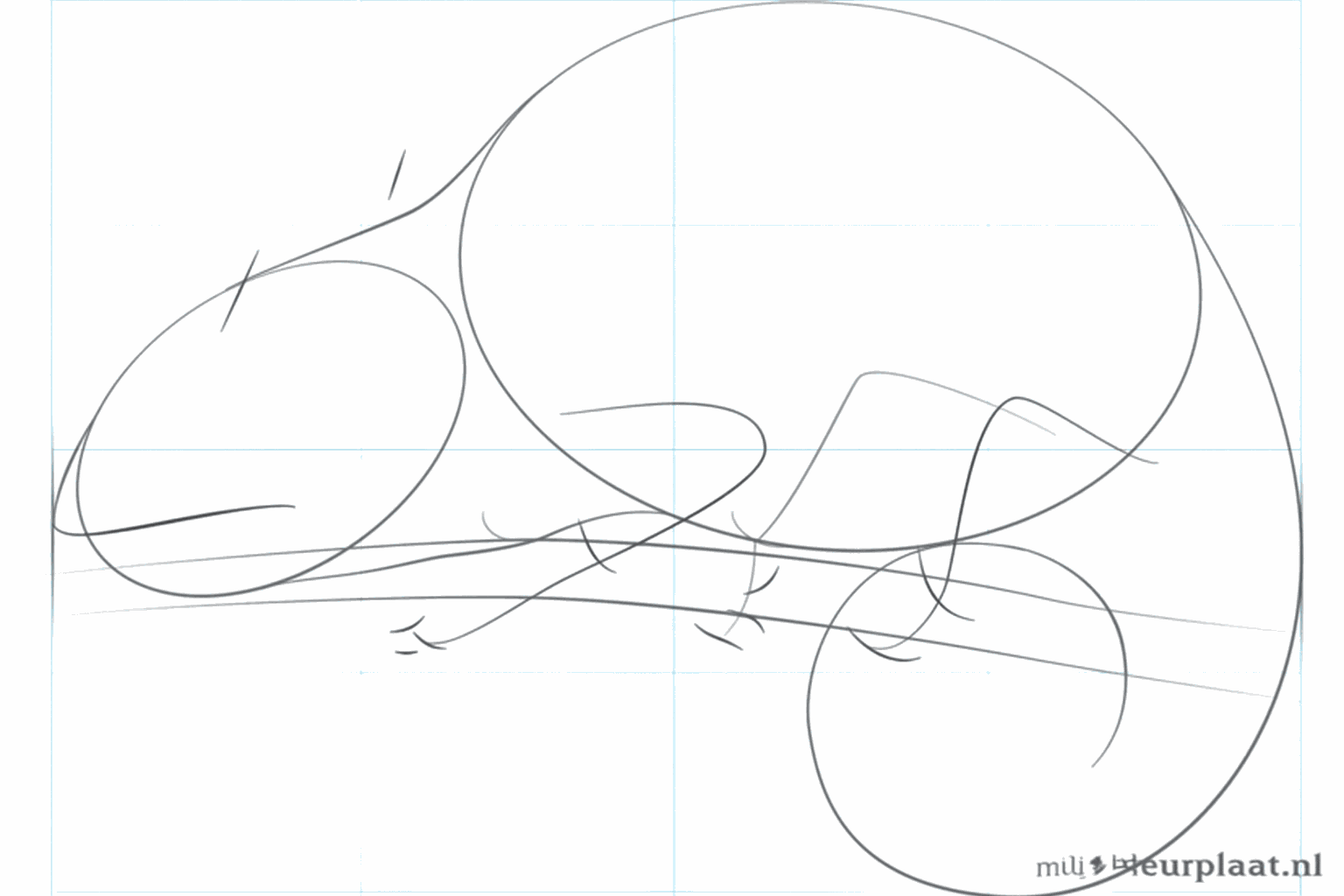 A drawn curly tail at the end of the body.