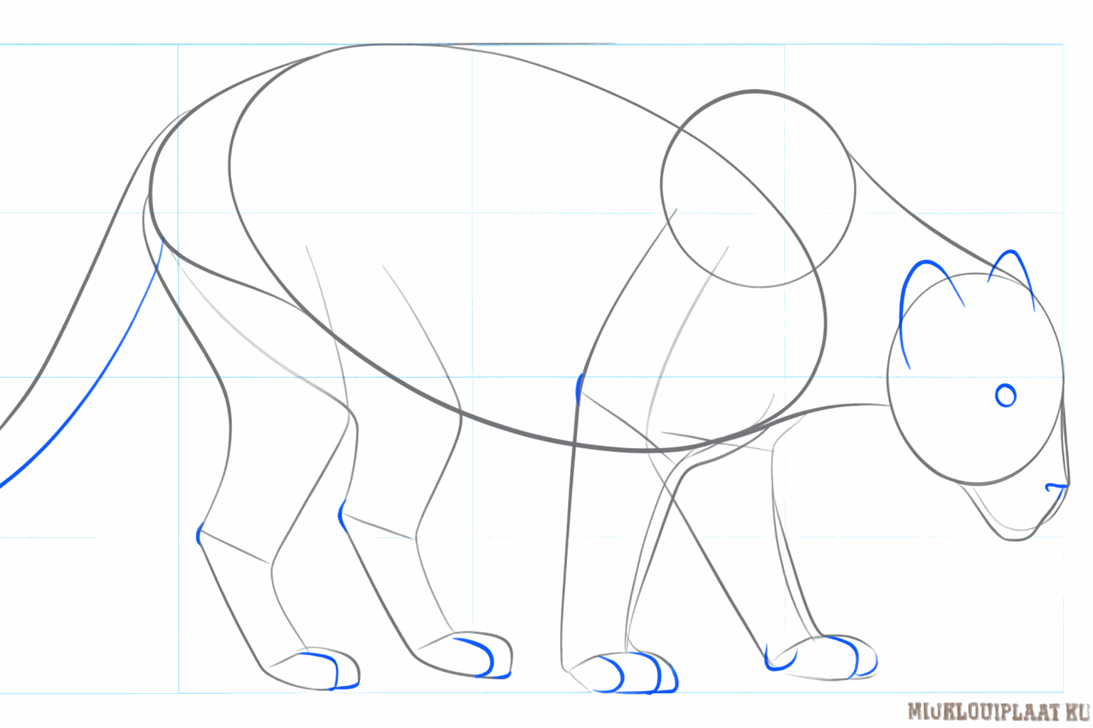 Thicker shapes for the front and back legs of the black panther.