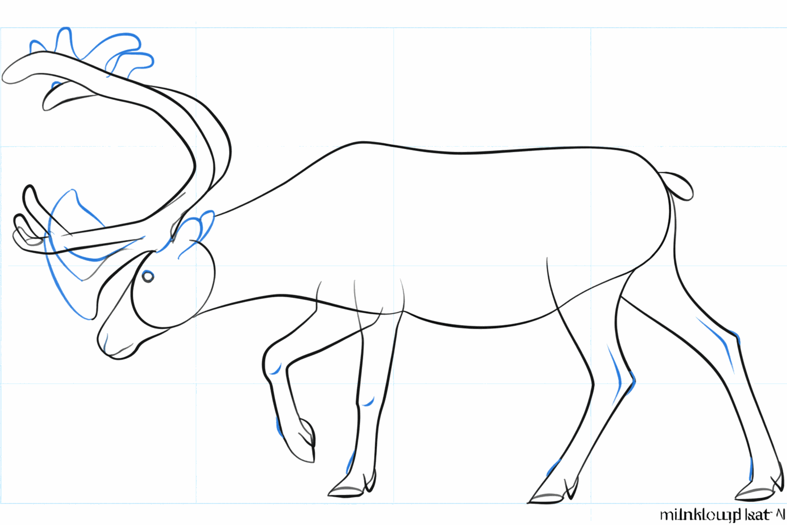 The eye of the reindeer and side branches on the antlers.