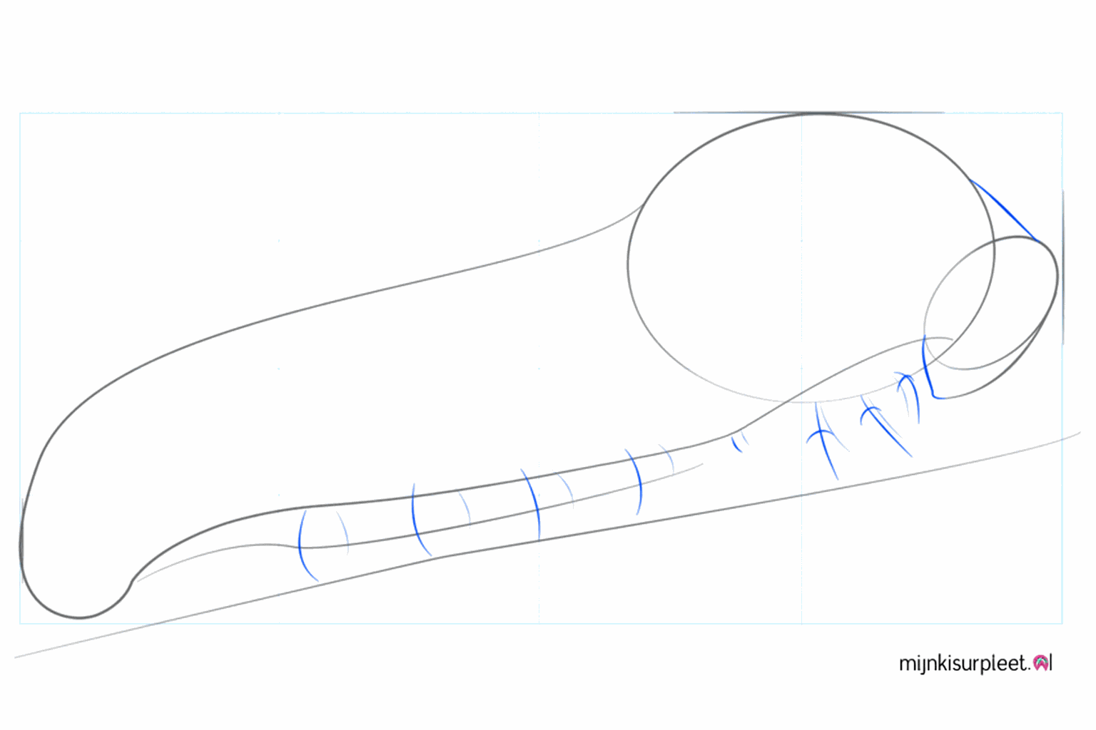 Guide lines for the legs under the long body of the caterpillar.