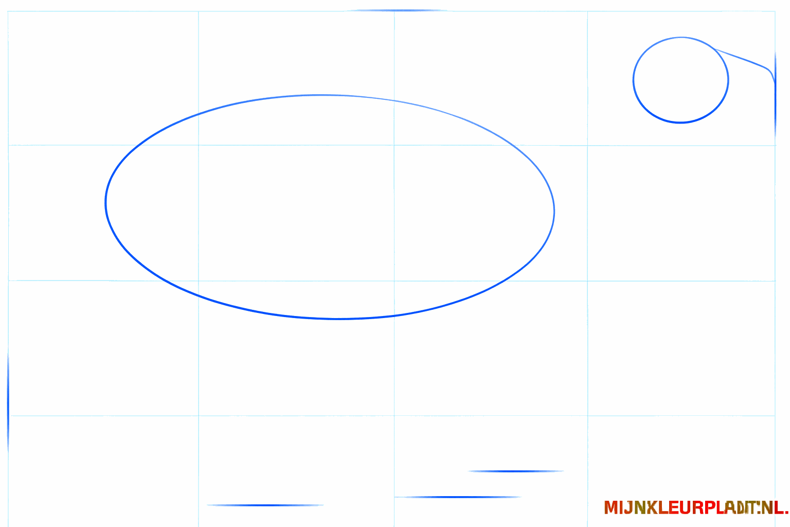 Basic shapes of a camel with a large oval and a small circle.