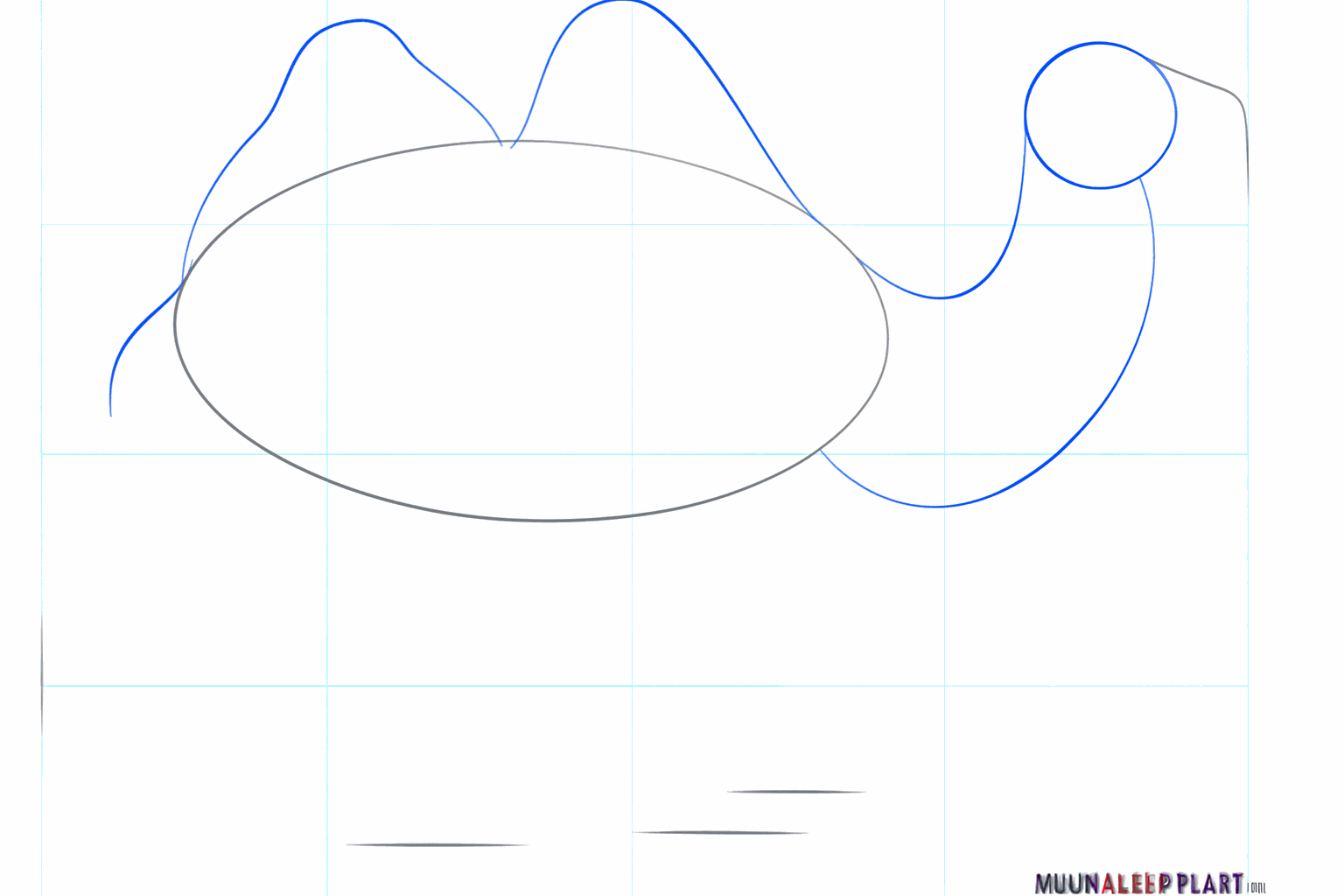 The outline of the back with two humps and the camel's neck.