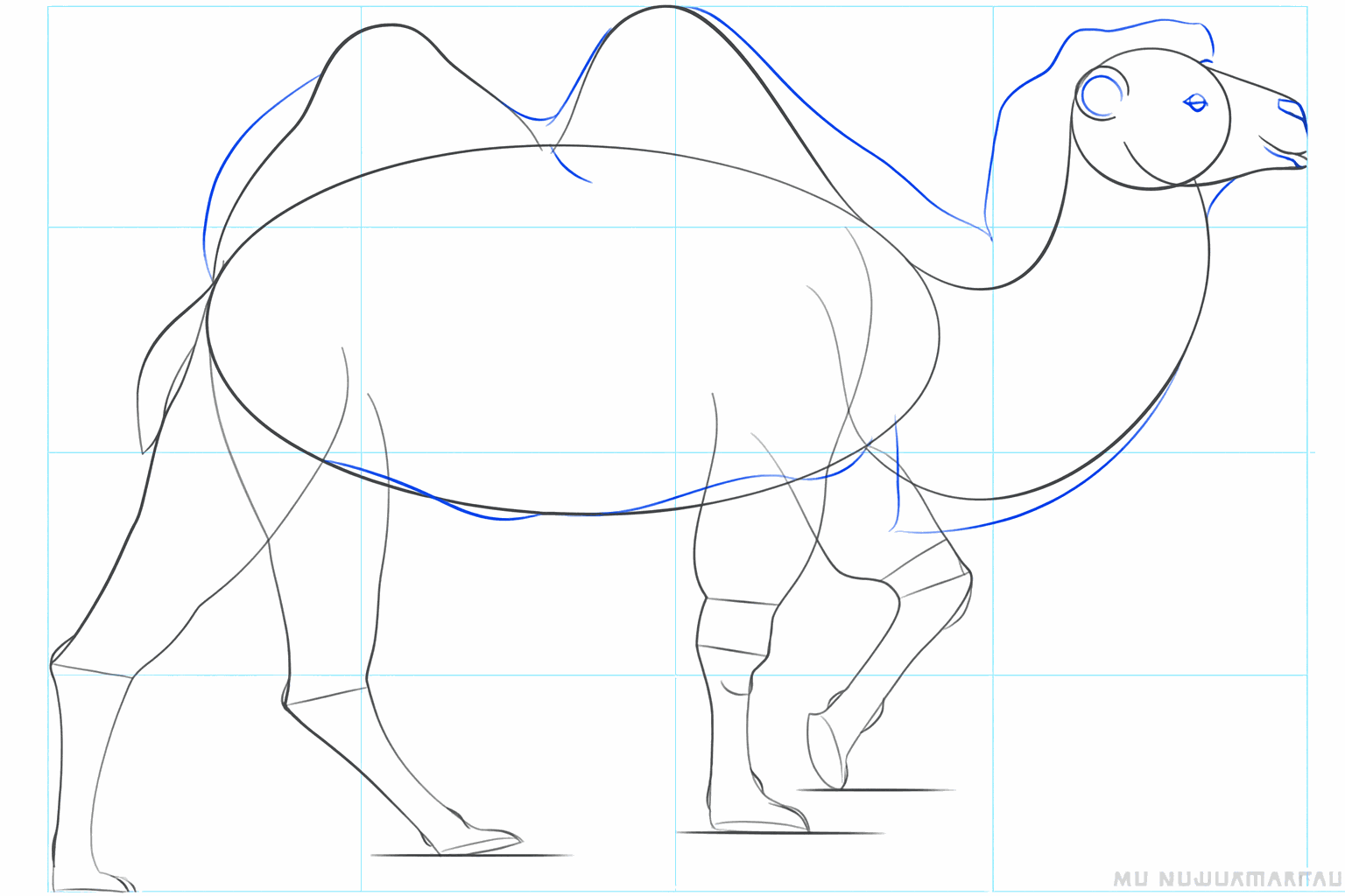 Filling in the face with an eye and finishing the tail.