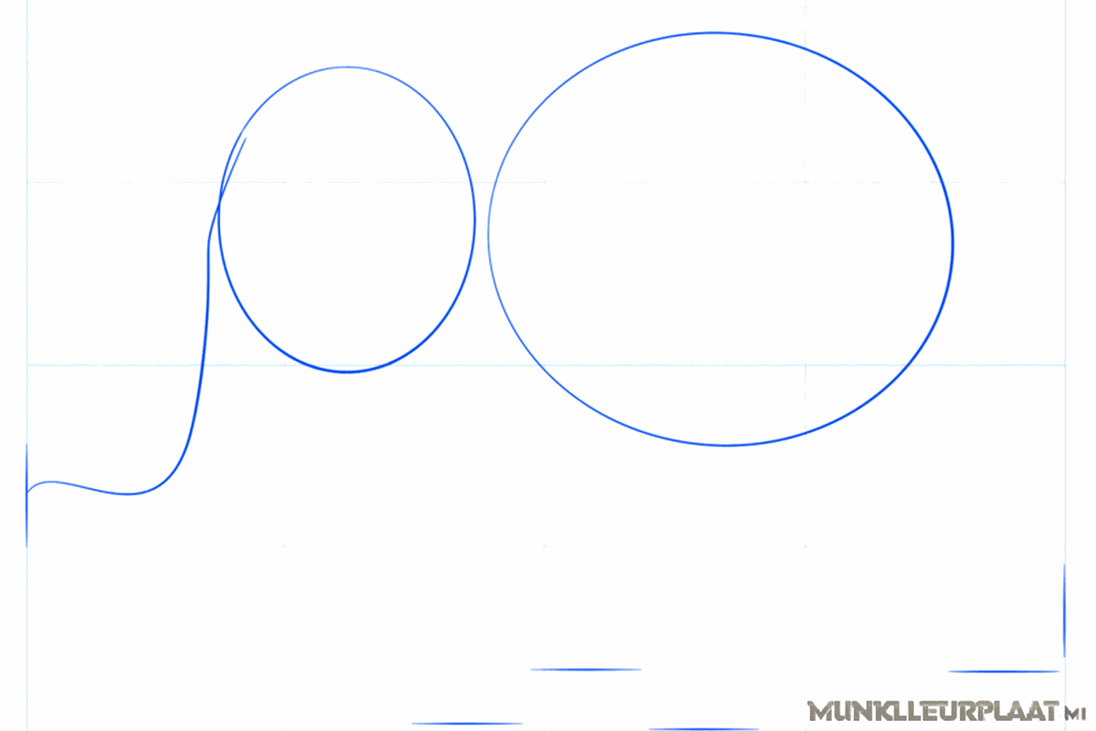 Two ovals and a curved line as a base for the baby elephant.