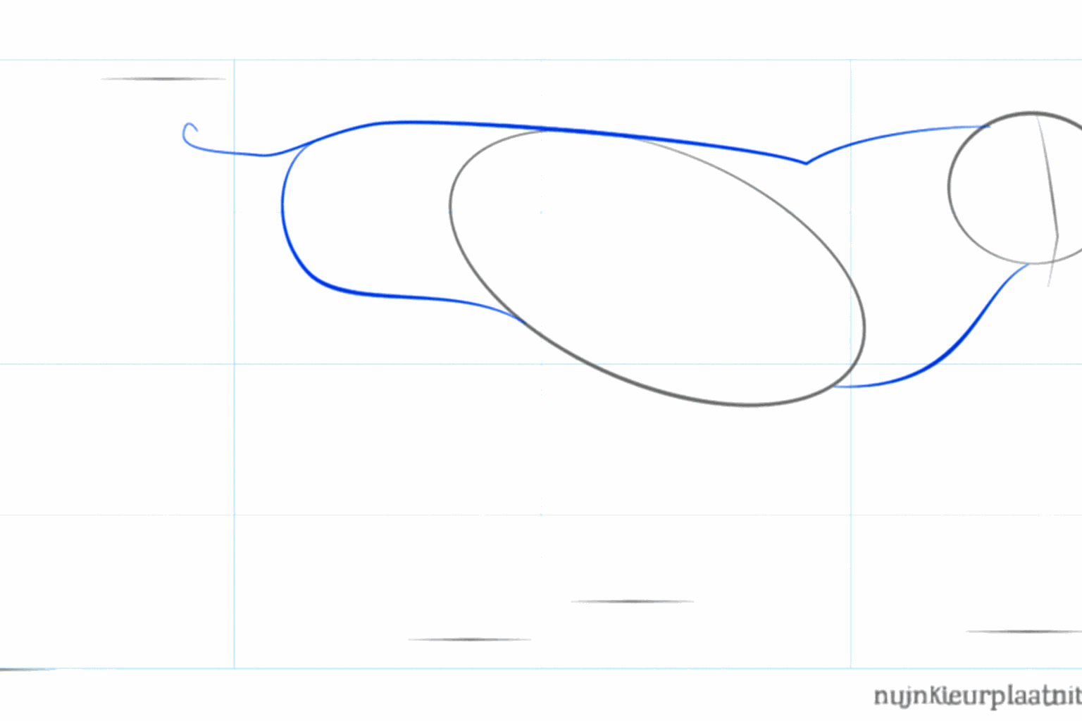 Lines connecting the head to the body and a short line for the bobcat's tail.