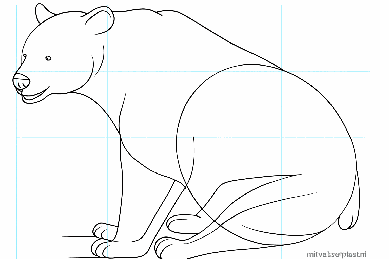 Drawing details of the nose, eyes, and ears.