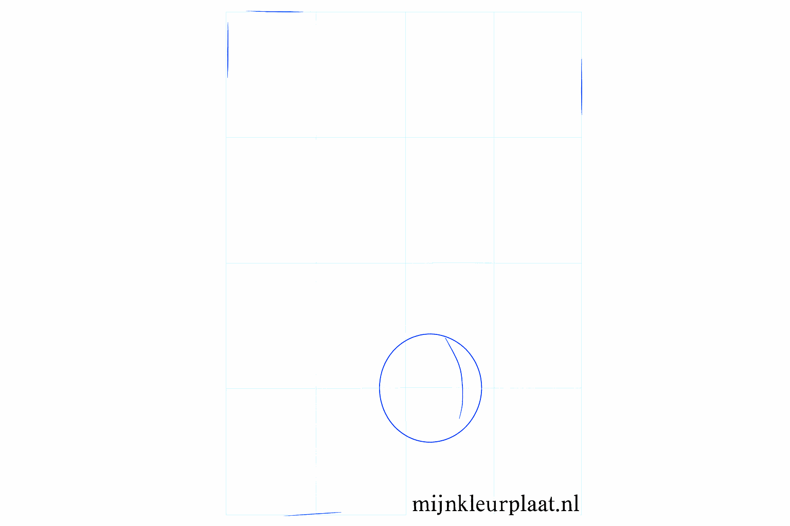 A vertical oval with a line through the middle for the owl's head.