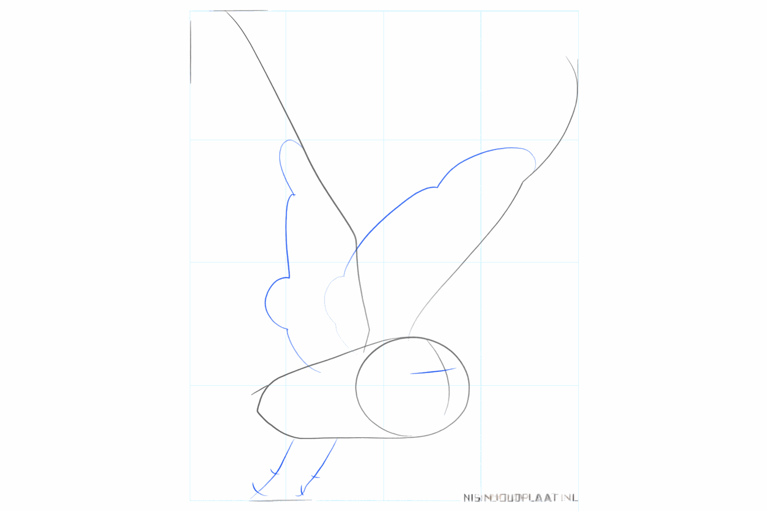 Lines for the legs and small circles for the eyes in the head.