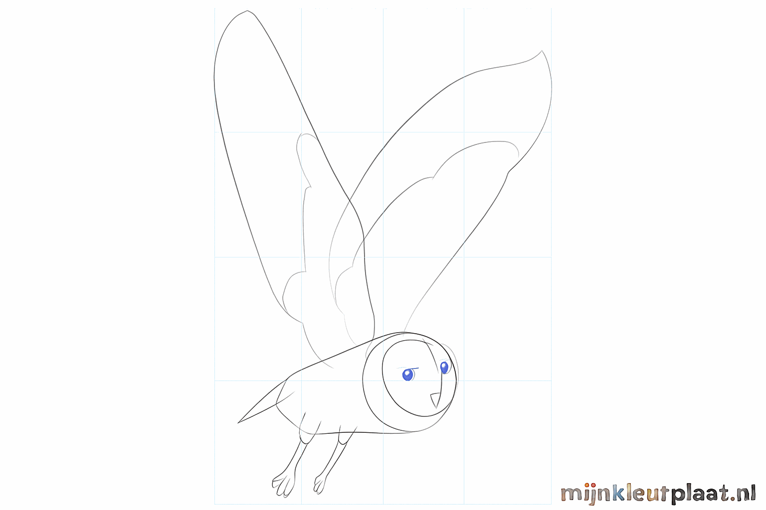 Details of the beak, legs, and tail feathers become visible.