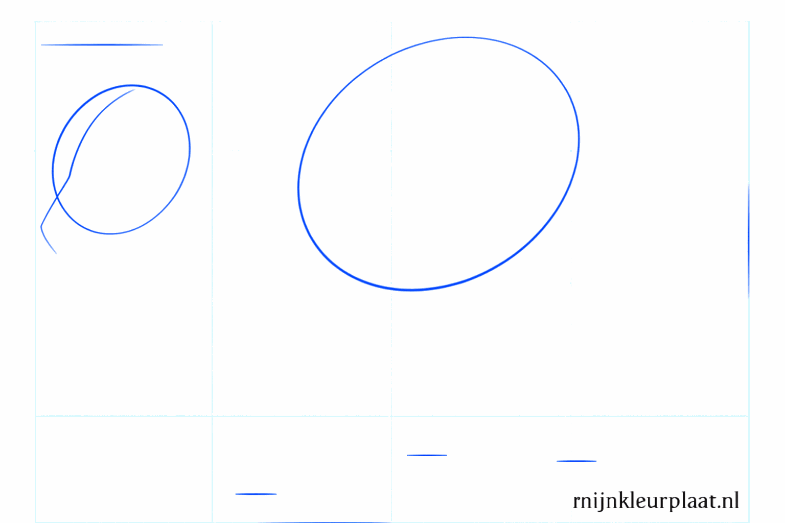 Basic shapes of a hyena: a small circle and a large oval as guide lines.