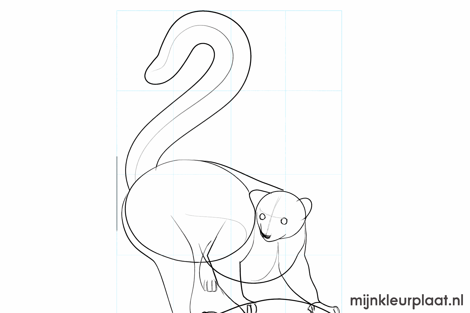 The lemur's face with eyes and a branch to sit on.