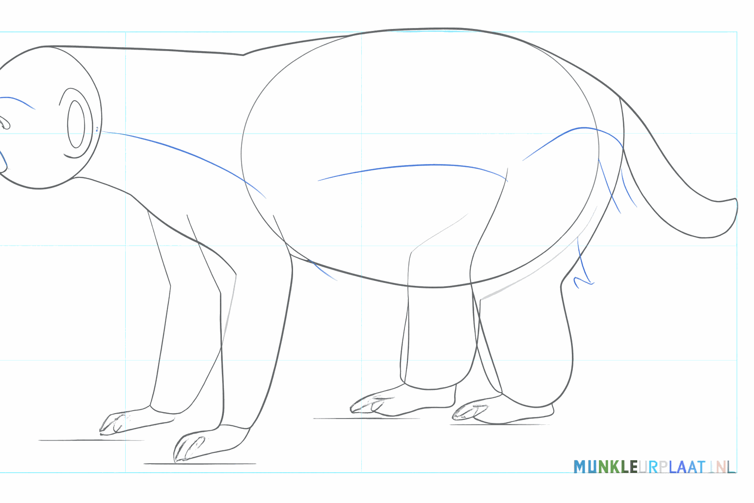 Drawing sharp claws at the ends of the paws.