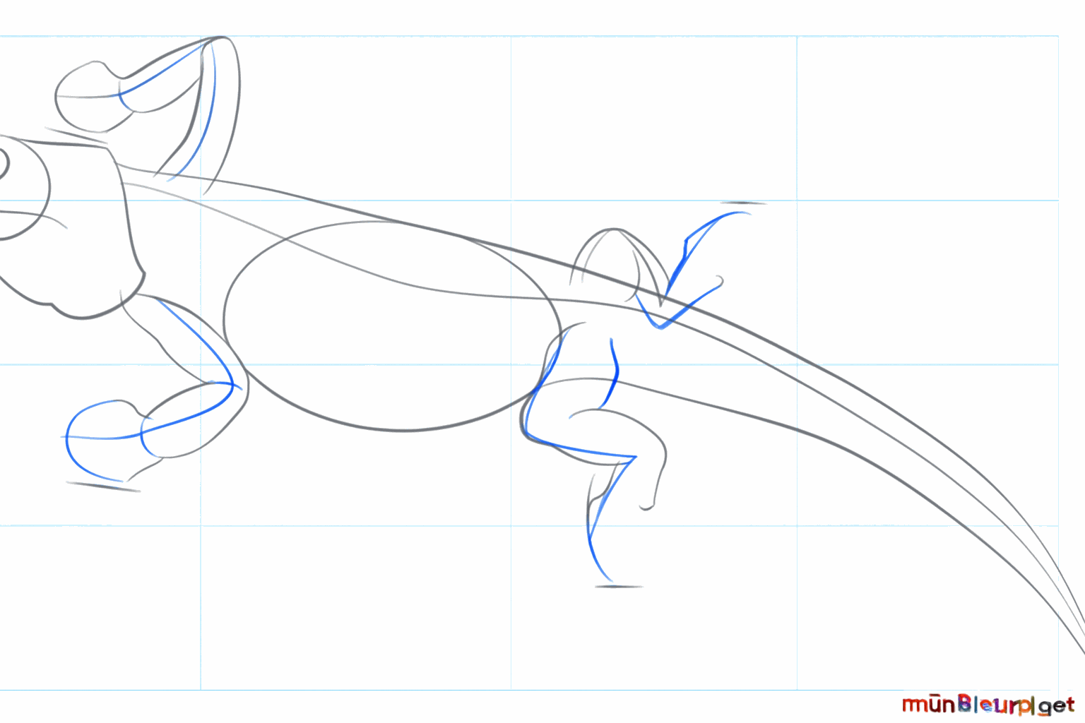 Thick legs and a small eye on the head of the bearded dragon.