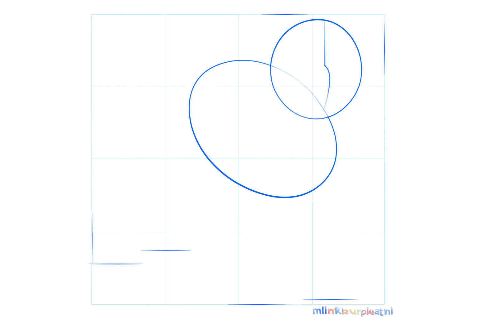 Basic shapes of a dog: a small circle above a larger horizontal oval.