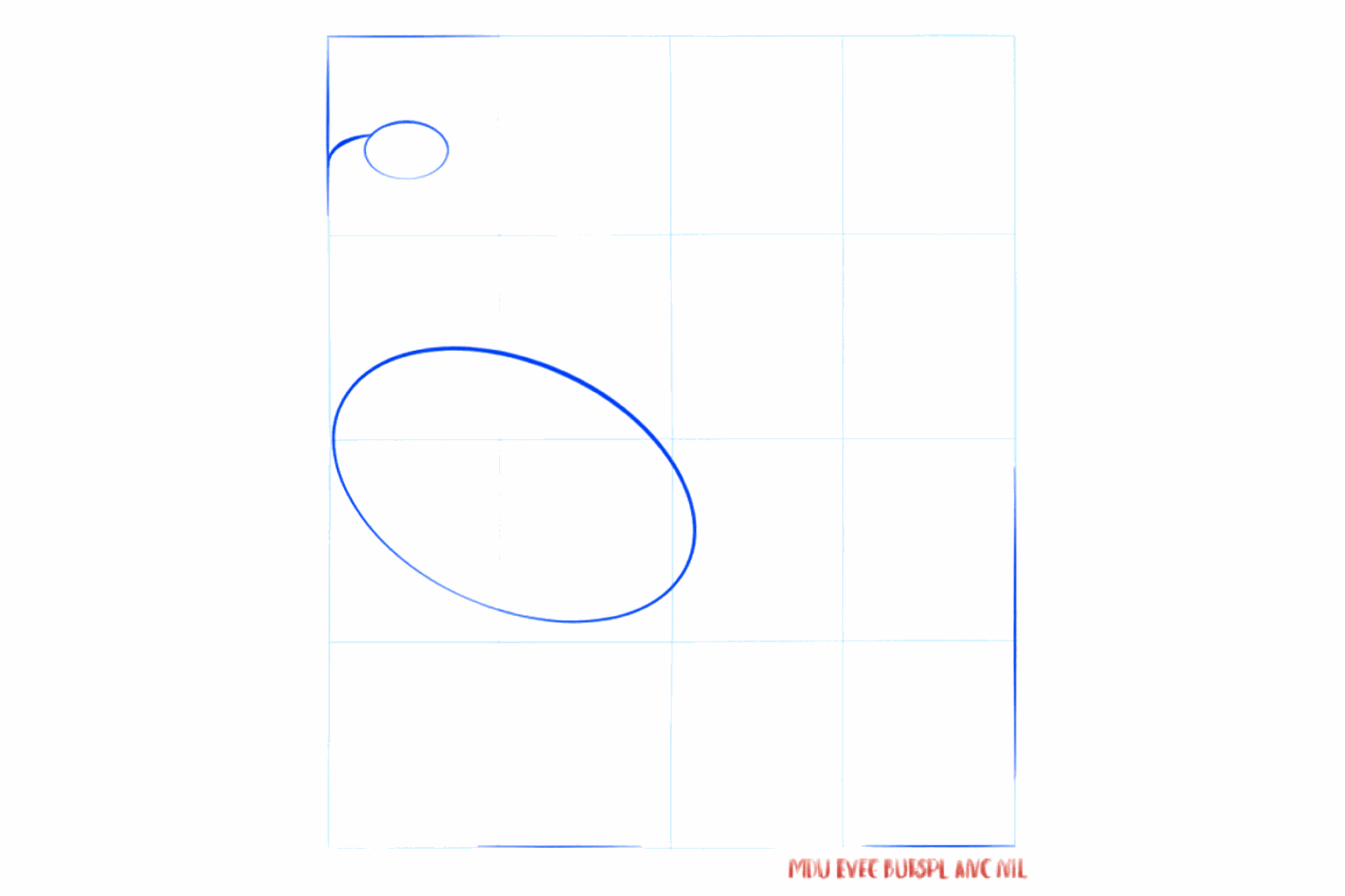 Basic shapes of a rooster: a small circle and a large oval.