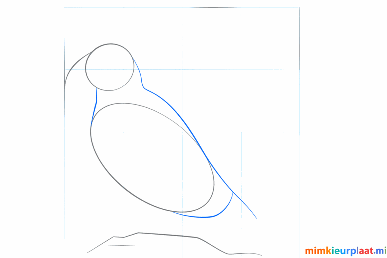 The neck lines and a short tail line connect the shapes of the bird.