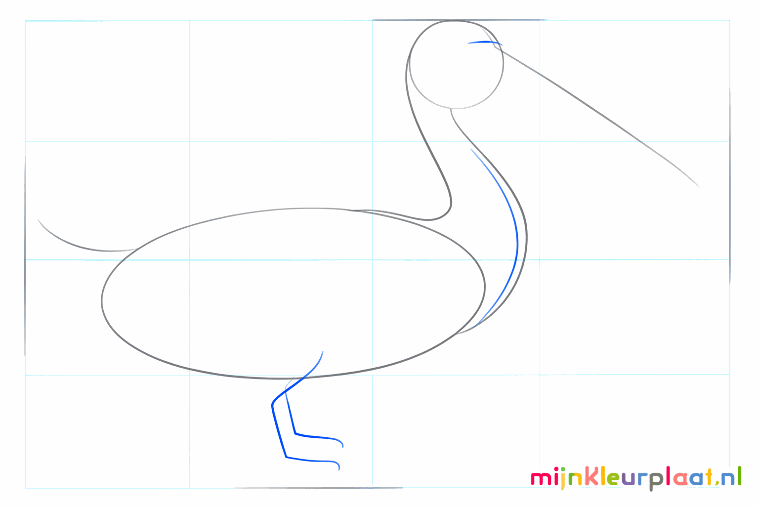 Lines shaping the neck and a short diagonal line for the tail.