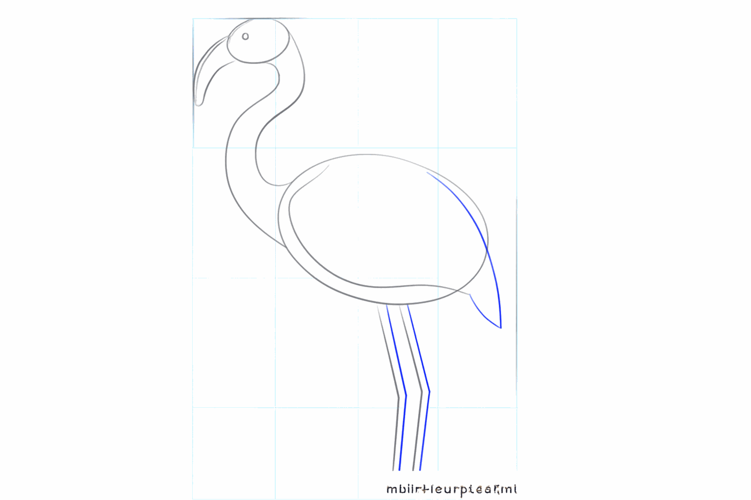 Two long vertical lines under the body for the legs.