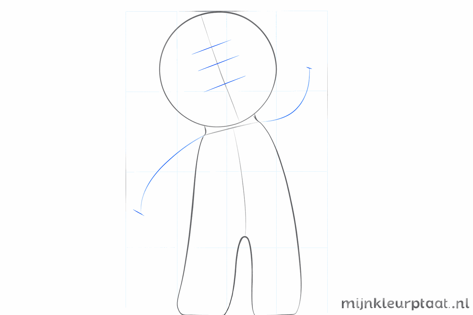 Round shapes forming the body and legs of the gingerbread man.